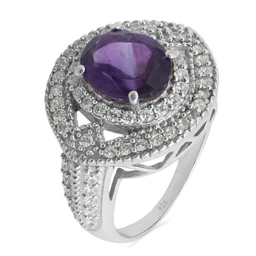 SHARE:   BUY 925 SILVER BRAZILIAN AMETHYST GEMSTONE HALO RING